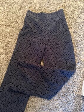 Sézane Navy Lace Straight-Leg Pants